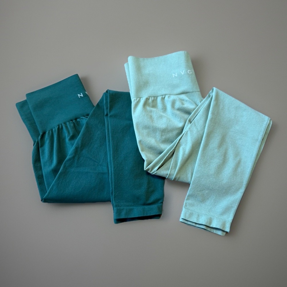 NVGTN Seamless High Waisted Leggings (Lot Of 2)  Teal And Mint‎ Womens Size S